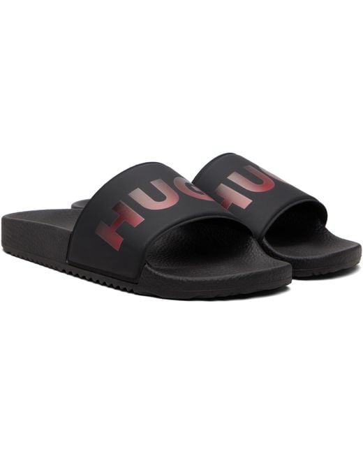 HUGO Black Logo Slides for men