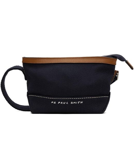 PS by Paul Smith Black Navy Embroidered Messenger Bag for men