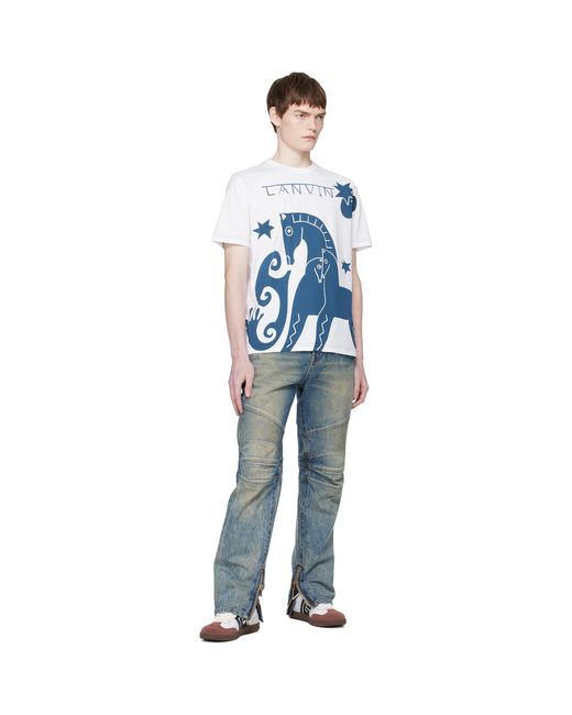 Lanvin Blue Lunar Year Print T-Shirt for men