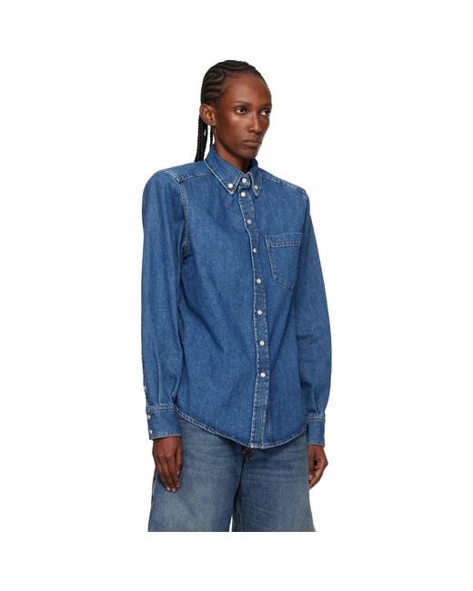 Mugler Blue Denim Power Shirt