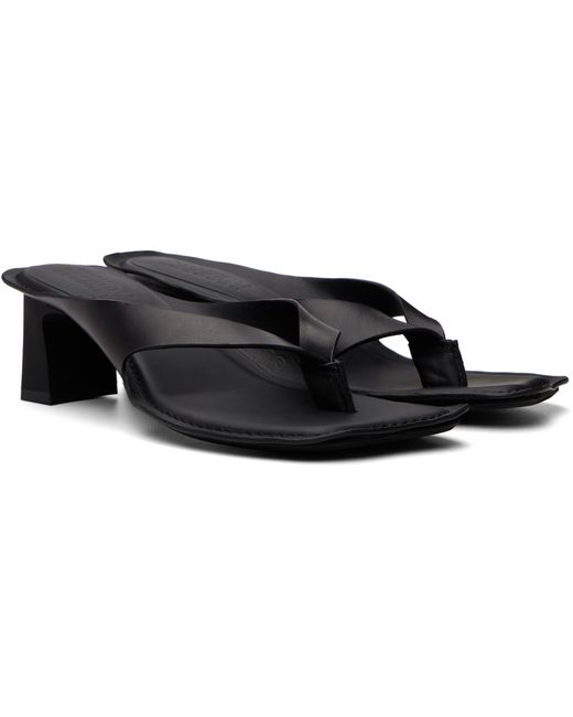 MM6 by Maison Margiela Black Anatomic Flip Flop Mule Heeled Sandals