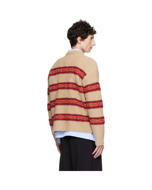 Dries Van Noten Red Jacquard Wool Sweater for men