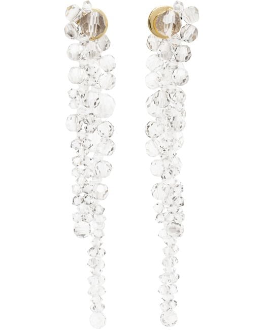 Simone Rocha White Double Pierce Through Drip Earrings