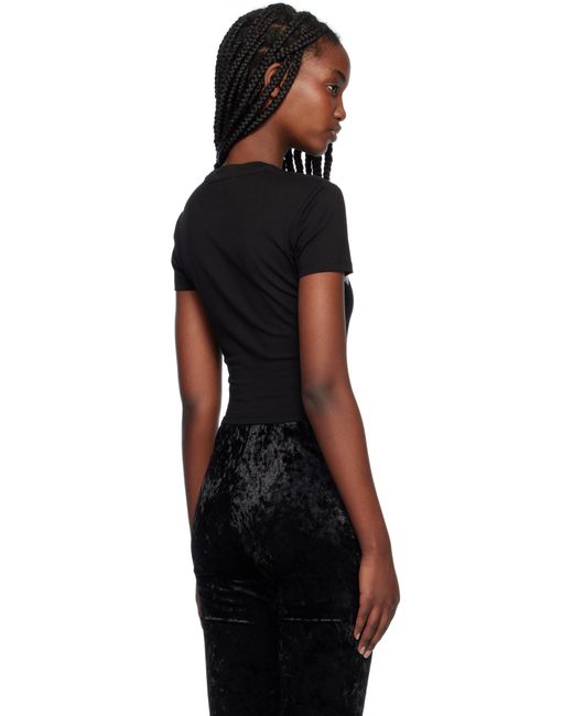 Versace Jeans Couture ブラック ラインストーン ゴシックロゴ クロップド Tシャツ Black