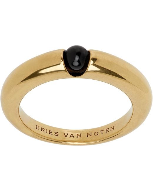 Dries Van Noten Metallic Stone Ring for men