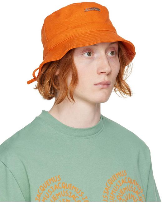 Jacquemus Green Orange Le Raphia 'le Bob Gadjo' Bucket Hat for men