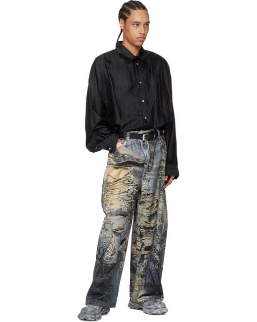 メンズ Acne ブラック ボタンアップシャツ Black