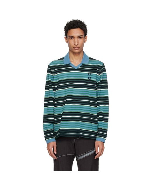 Craig Green Black Fred Perry Edition Overprint Long Sleeve Henley Polo for men