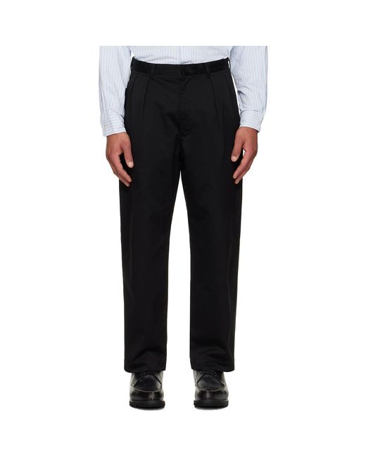 Nanamica Black Double Pleated Chino Trousers for men