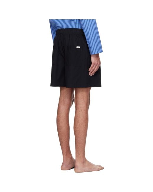Tekla Black Poplin Pyjama Shorts for men