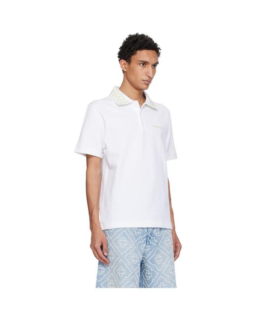 Casablanca White Laurel Piqué Polo for men