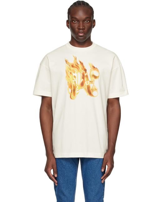 Palm Angels Off-white Burning Monogram T-shirt for men