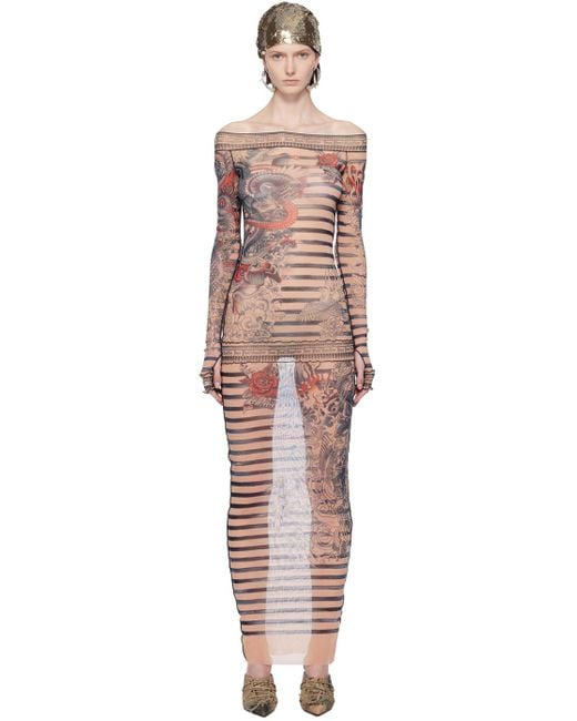 Jean Paul Gaultier Multicolor Marinière Graphic-print Woven Maxi Dress X