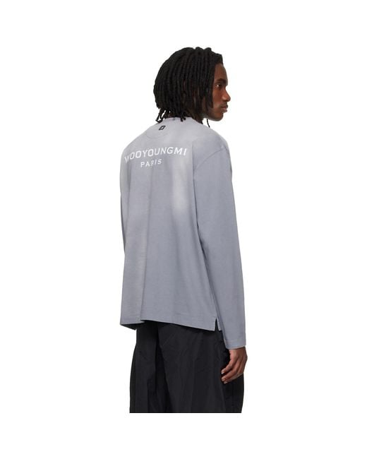 Wooyoungmi Black Long-Sleeve Dyed Back Logo T-Shirt for men