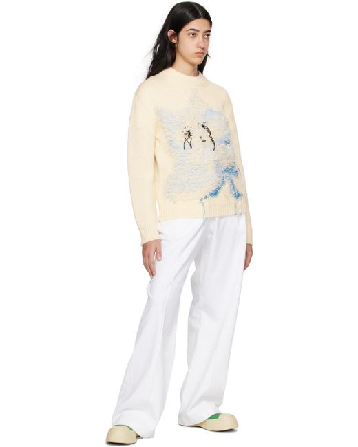 Acne White Relaxed Trousers
