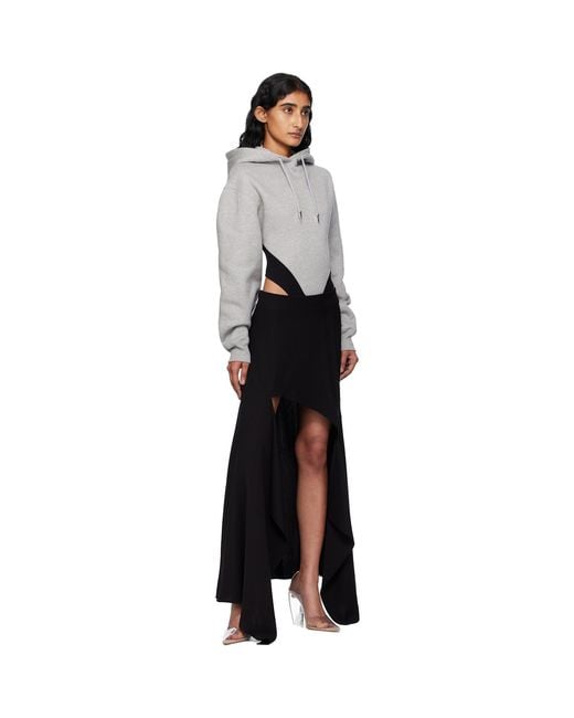Mugler Black Asymmetrical Cascading Maxi Skirt