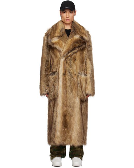Givenchy Multicolor Beige Double-breasted Faux-fur Coat for men