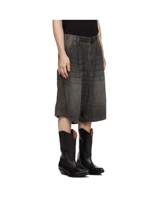 R13 Black Jesse Carpenter Denim Shorts for men
