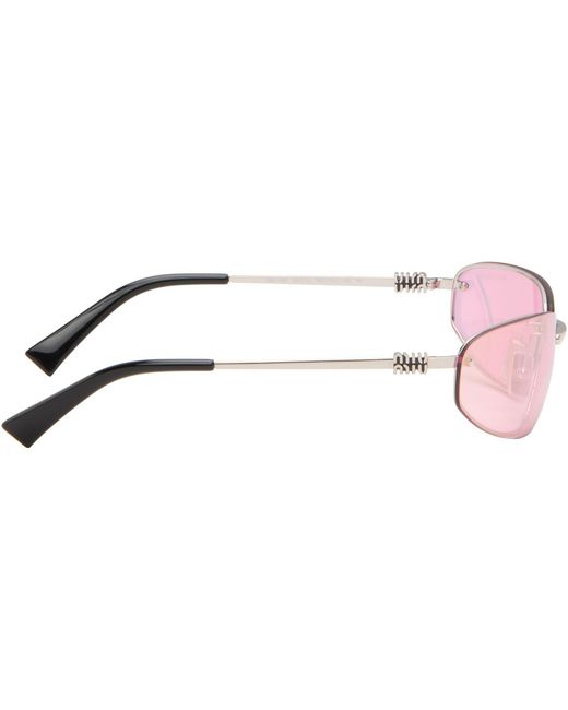 Miu Miu Pink Rimless Metal Oval Sunglasses