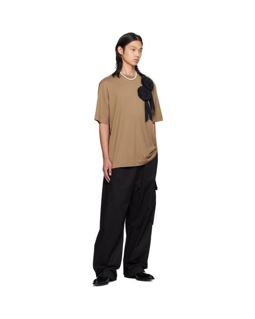 Simone Rocha Brown Khaki Ruffle Rosette Boxy T-Shirt for men
