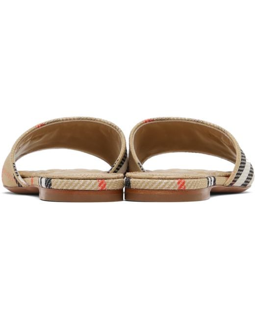 Burberry Black Tan Check Sloane Slides
