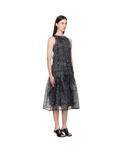 Ganni Black Shibori Organza Midi Dress
