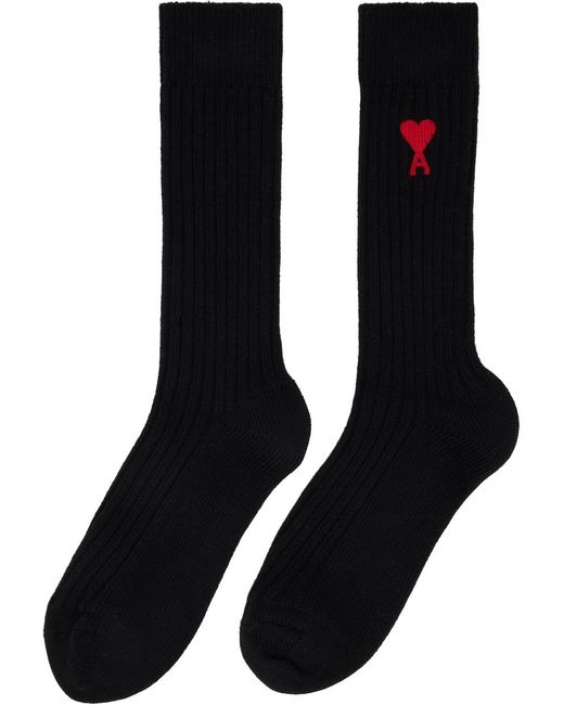 Ensemble de trois paires de chaussettes noires à logo ami de cœur AMI pour homme en coloris Black