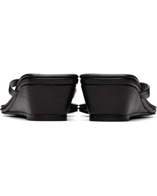 St. Agni Black Thong Wedge Heeled Sandals
