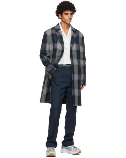 Acne Studios ウール ネイビー グレー コート カラー グレー メンズ Lyst