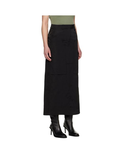 Juun.J Black Paneled Maxi Skirt