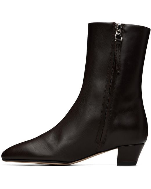 Aeyde Black Yasmin Leather Ankle Boots