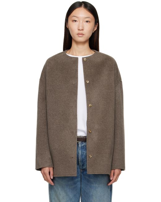 Loulou de Saison Black Taupe Dunne Wool Drap Short Coat