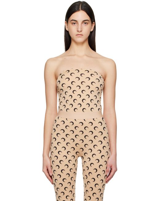 MARINE SERRE Natural Moon Printed Jersey Second Skin Tube Top