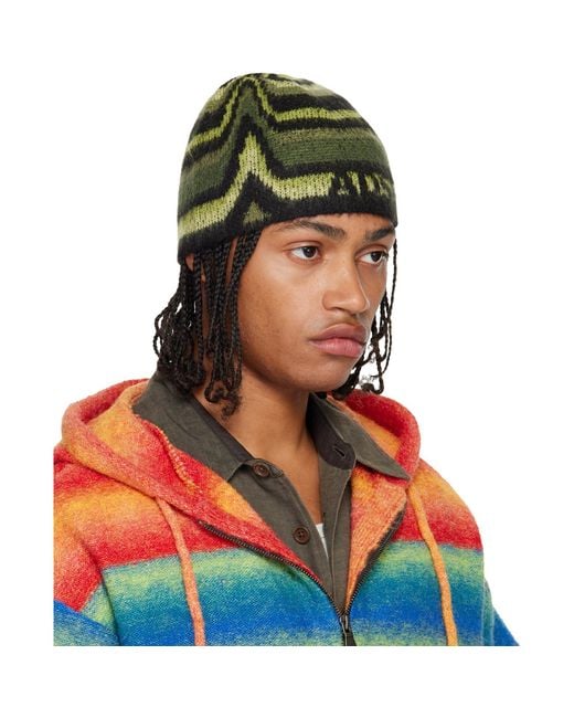 ANDERSSON BELL Green Khaki Paint Beanie for men
