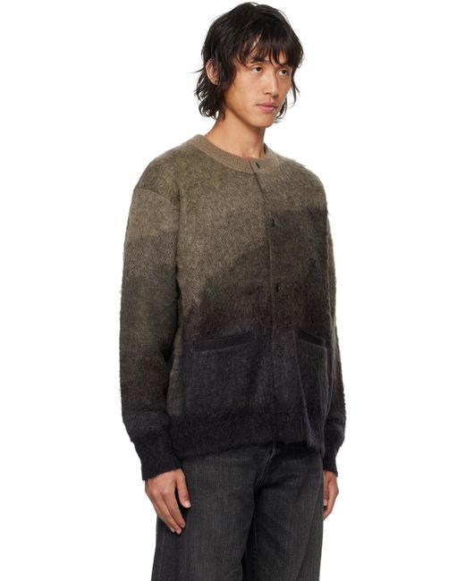メンズ stein ブラウン グラデーション モヘア ニットカーディガン 