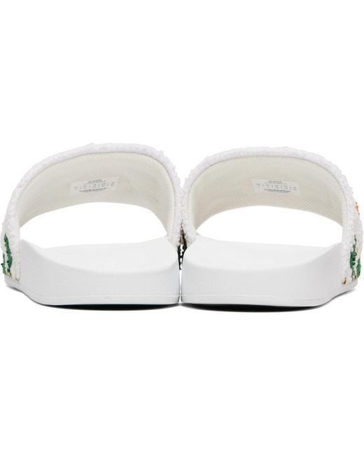 Casablanca White Embroidered Terry Slides for men