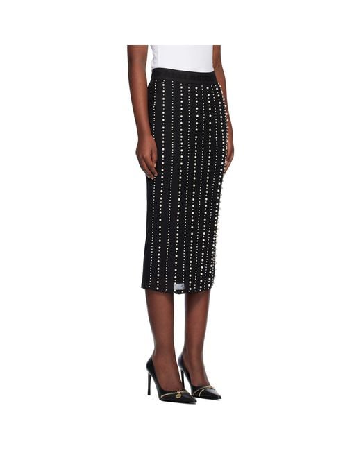 Versace Jeans Couture Black Embellished Midi Skirt