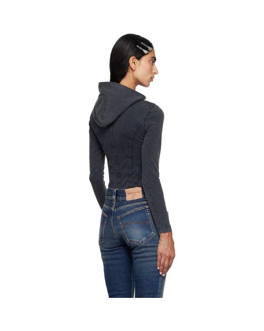 Balenciaga Blue Corseted Zip Interlock Stretch Jersey Hoodie