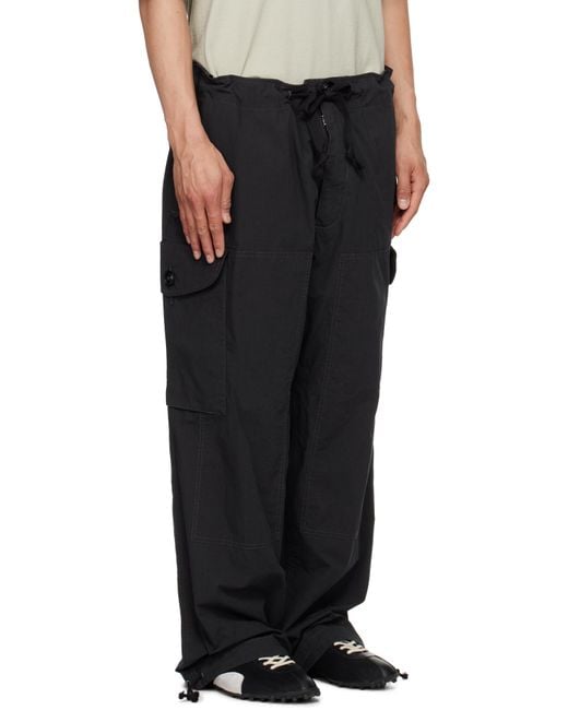メンズ Maison Margiela ブラック ドローストリング カーゴパンツ Black