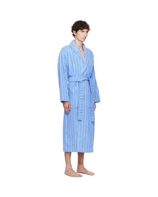 Tekla Blue Terry Classic Bathrobe for men
