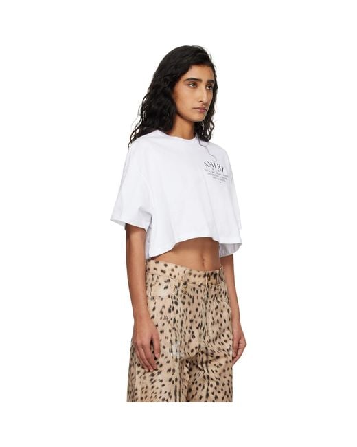 Amiri White Arts District Cropped Cotton Tee