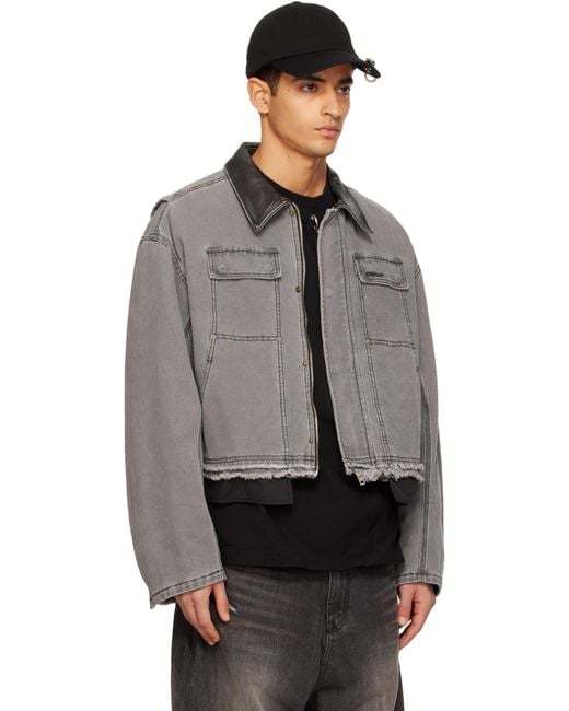 we11done Gray Cut-Out Work Jacket for men