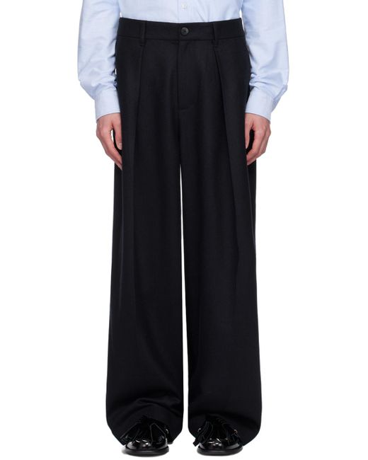 メンズ J.W. Anderson ネイビー タックパンツ Black