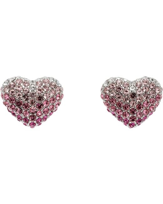 Marc Jacobs シルバー＆ピンク 'The Heart Balloon Pavé' ピアス Black