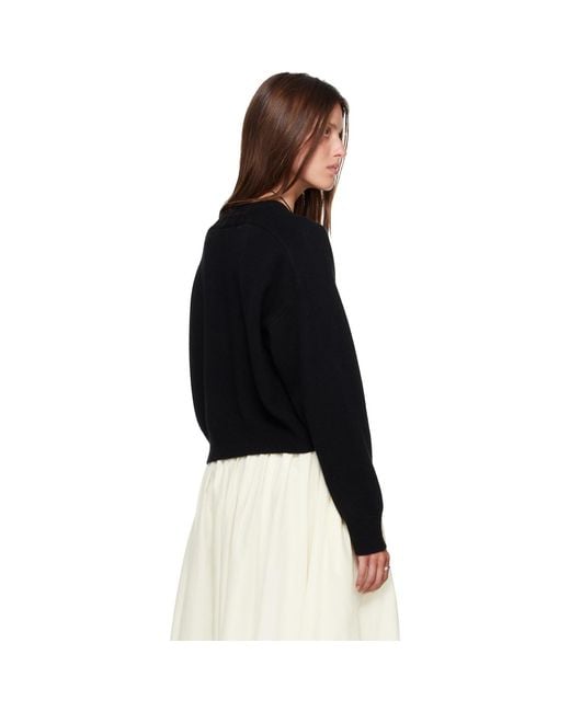 Loulou de Saison Black Anzor Lds Cashmere V Neck Sweater
