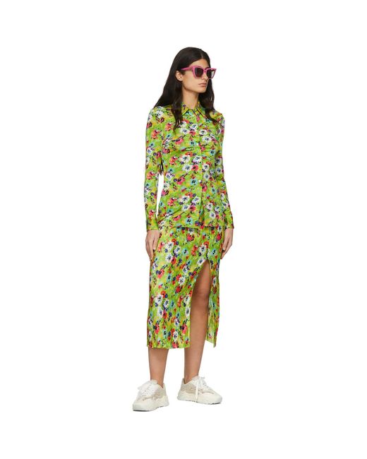 MSGM Green Viscose Shirt