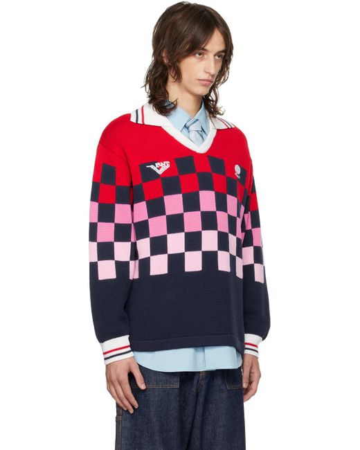 rice nine ten Red Checkrd Soccer Jersey Sweater for men