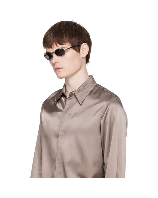 Gucci Black Oval Frame Sunglasses for men