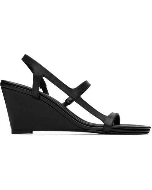 St. Agni Black High Wedge Heeled Sandals
