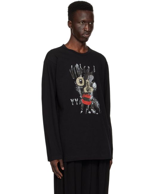 Yohji Yamamoto Black Print Long Sleeve T-shirt for men